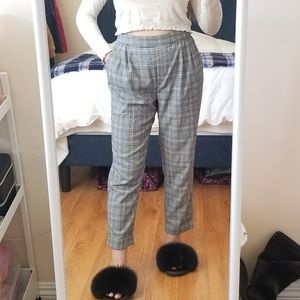 Zara Plaid High Waisted Straight Crop Pants